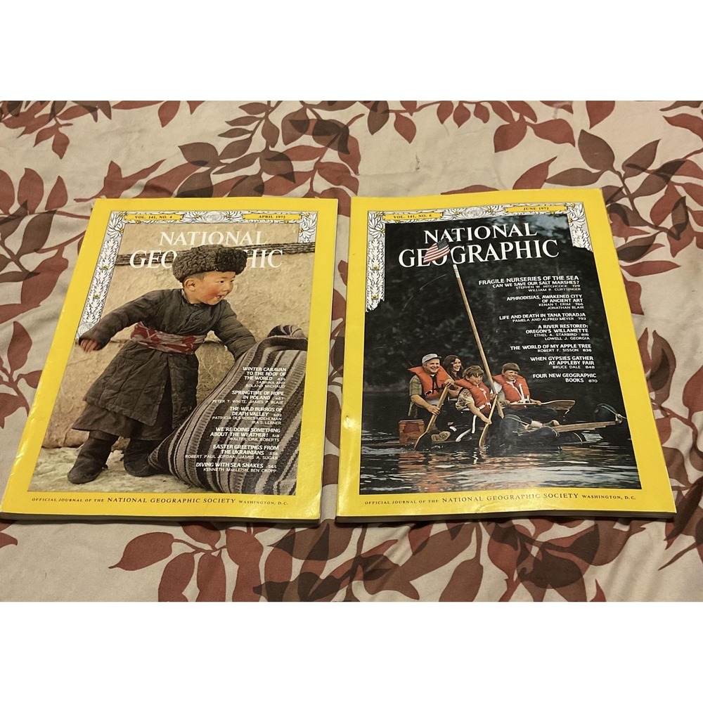 Vintage 1972 National Geographic Magazines Lot April & June Issues Ads Nature